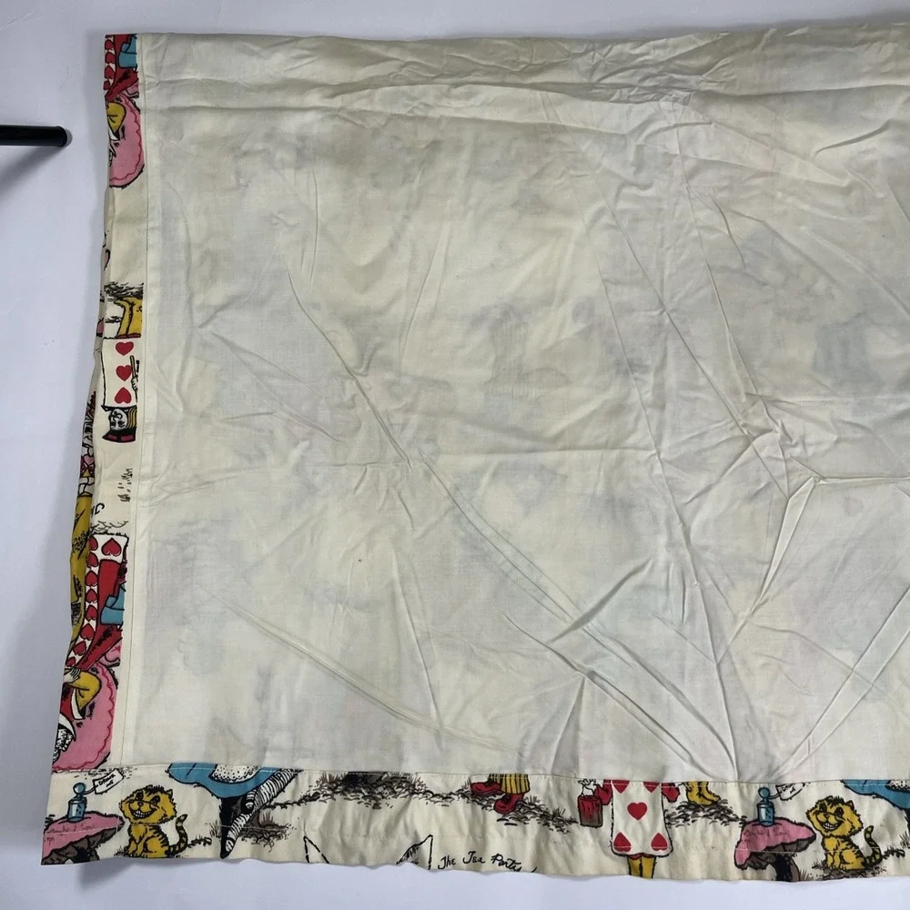 Vintage 1970s Alice in Wonderland Psychedelic Mad Hatter Tea Party Cotton Fabric